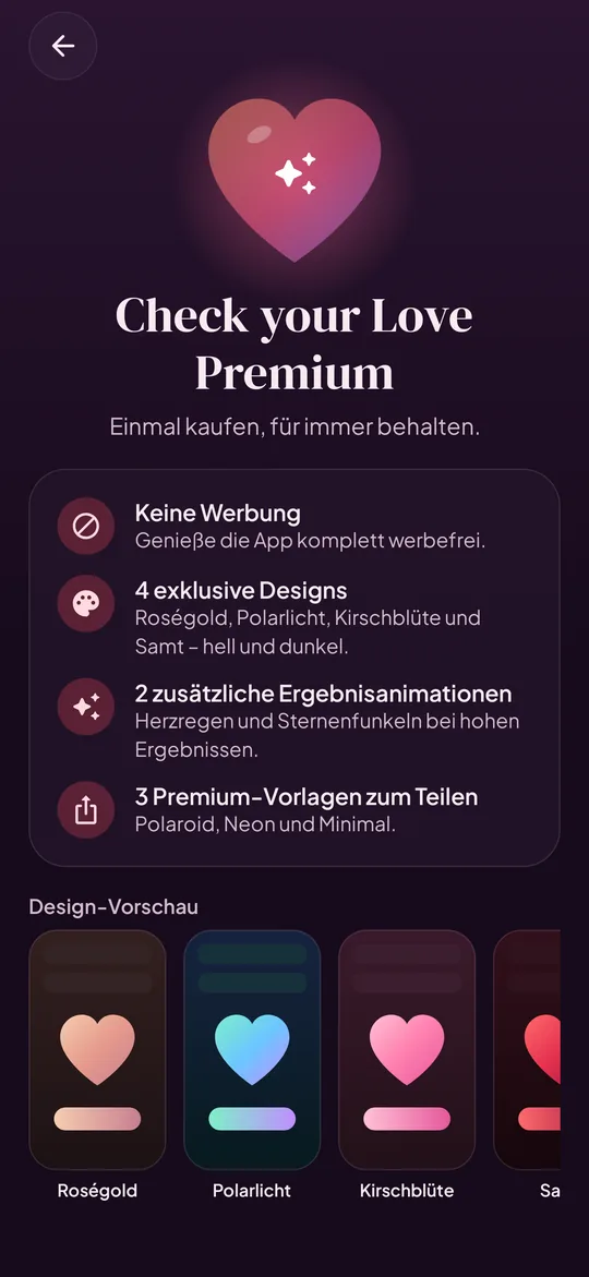App-Ansicht: Premium-Bereich