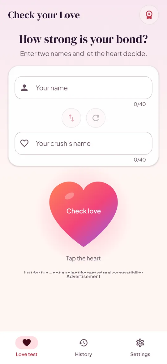 App screen: entering two names
